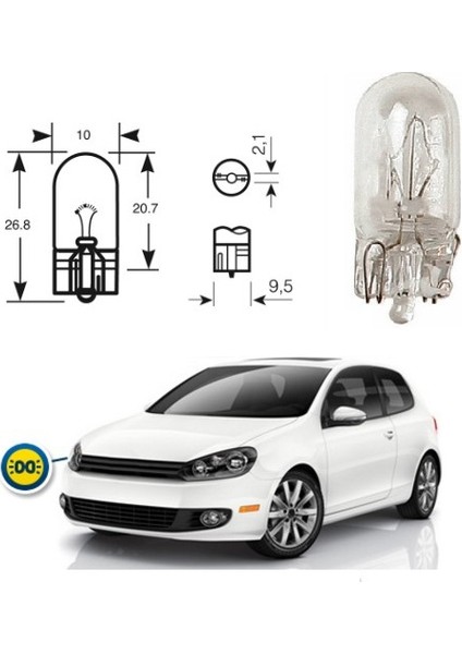 5W Dipsiz 12V Yan Sinyal Ampülü