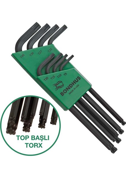 11332 L Tip Top Başlı Uzun Boy Torx Anahtar Seti Proguard İzole 8 Parça