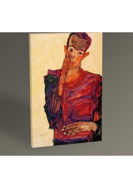 Egon Schiele Selbstbildnis Mit Einer Hand An Der Wange 30 x 20 cm