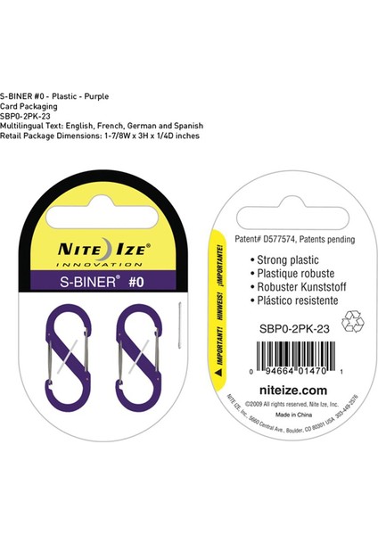 Nite-İze S-Bıner Plastık Sıze 0 Purple