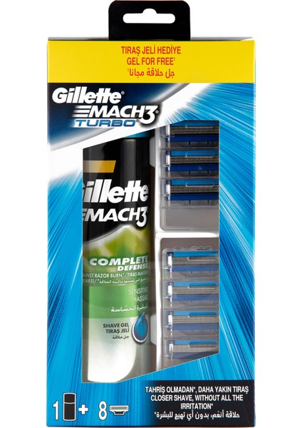 Mach3 Turbo Yedek Tıraş Bıçağı 8'Li (200 Ml Tıraş Jeli Hediyeli!)