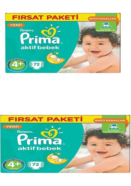 Bebek Bezi Aktif Bebek Maxi Plus Hiper Ekonomik Paket 4+ Beden 144 Adet