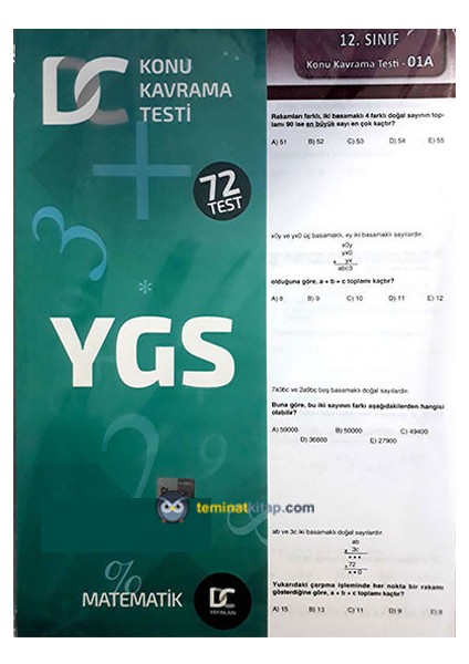 YGS Matematik Konu Kavrama Testi Doğru Cevap Yayınları