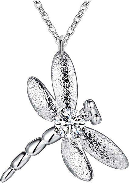 Kolye Dragonfly Gümüş Kaplama Yusufçuk Kolye 3118 Bc