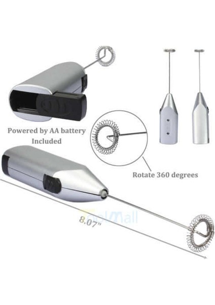 Mini Pilli Portatif Karıştırıcı Mikser Cappuccino Mixer