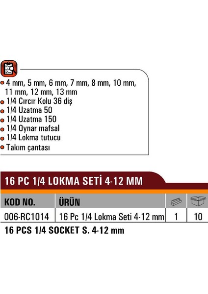 1/4 16 Parça 4-12 Mm Lokma Seti fiyatları