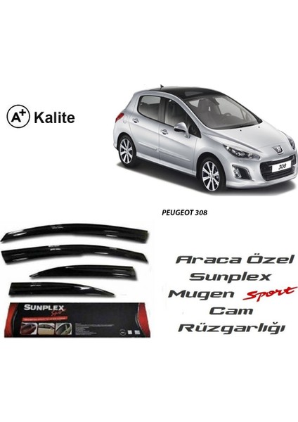 Peugeot 308 Cam Rüzgarlığı Sunplex Mügen Tip 4'lü