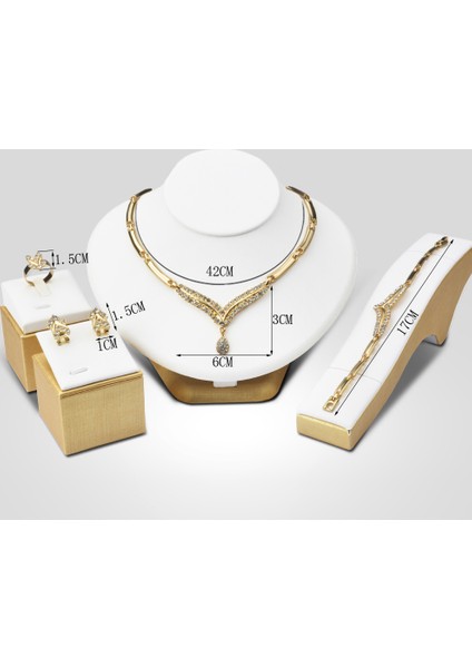 Romantik Tasarım Altın Kaplama Kristal Bayan Takı Seti fiyatları