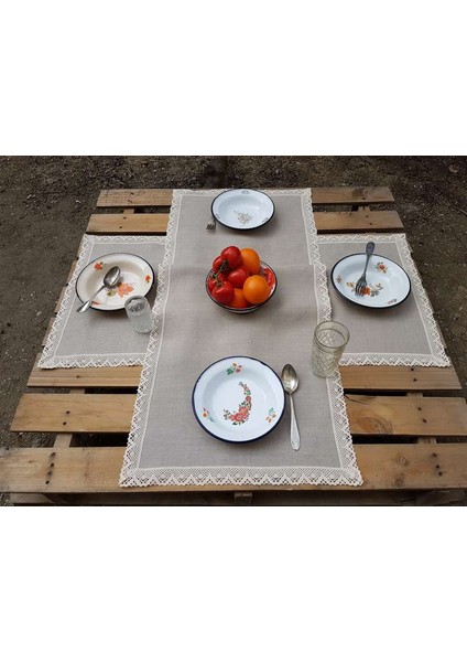Sütlü Kahve Keten Tek Runner 50 Cm