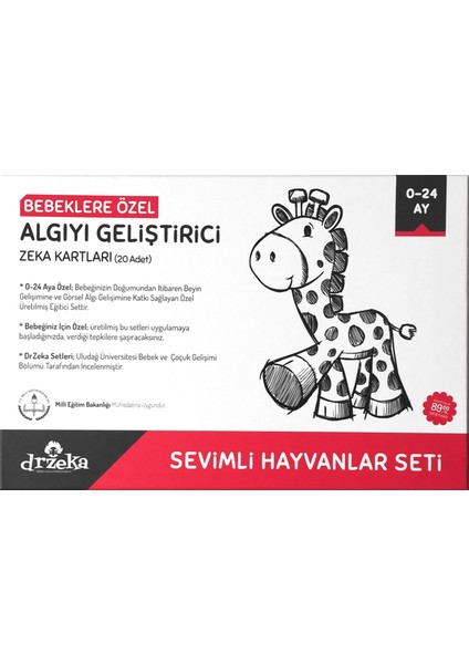 Bebeklere Özel Algıyı Geliştirici Zeka Kartları - Sevimli Hayvanlar Seti 0-24 Ay