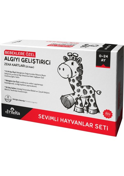 Bebeklere Özel Algıyı Geliştirici Zeka Kartları - Sevimli Hayvanlar Seti 0-24 Ay