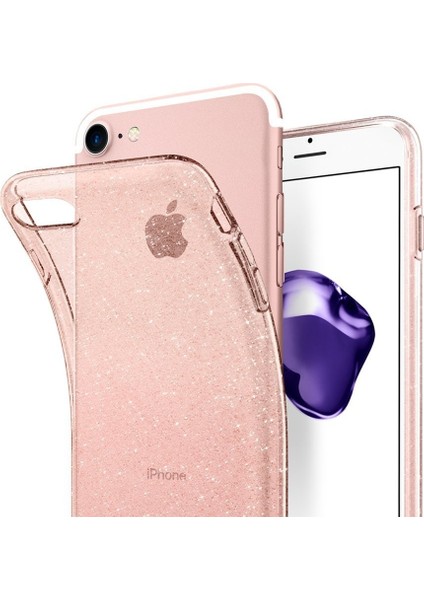 Apple iPhone SE (2022 / 2020) / iPhone 8 / iPhone 7 Kılıf Liquid Crystal Glitter Rose Crystal - 042CS21419