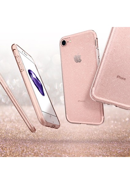 Apple iPhone SE (2022 / 2020) / iPhone 8 / iPhone 7 Kılıf Liquid Crystal Glitter Rose Crystal - 042CS21419