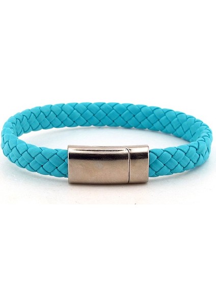 Mavi Deri Mıknatıslı Metal Erkek Bileklik Bx319 fiyatları