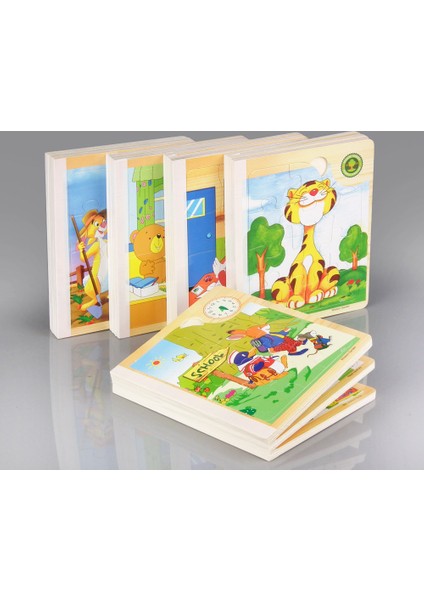 Ahşap Kitap Puzzle Defter 6 Sayfa (1 Kitap - 6 Puzzle)