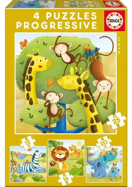 Wild Animals 12-16-20-25 Parça Progressive Puzzle