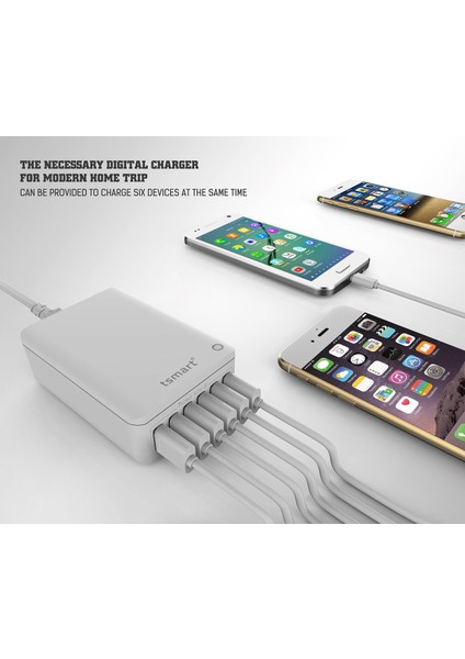 6 Usb Çıkışlı 7A Şarj Cihazı