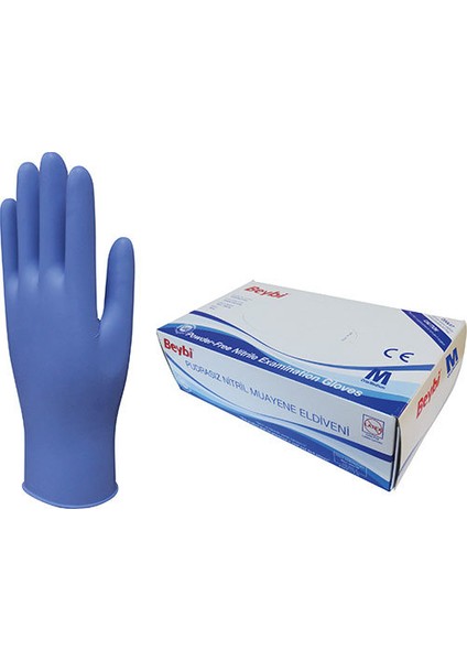 Eldiveni Nitril Medium Pudrasız Mavi