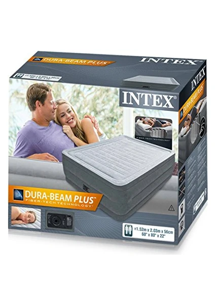 Intex Elektrik Comfort Plus Yüksek Yatak (152x203x56cm) - 64418