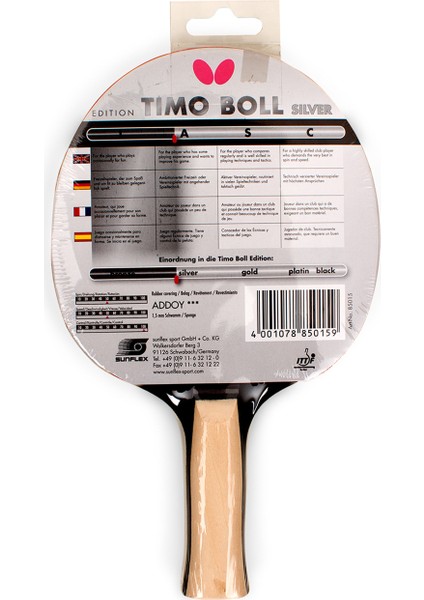 Timo Boll Sılver Masa Tenisi Raketi 85015