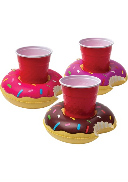 Mor Donut Sevimli Bardak Yüzdürücü Flatör Yüzen Bardak Tutucu Danıt Cup Holder Flatör