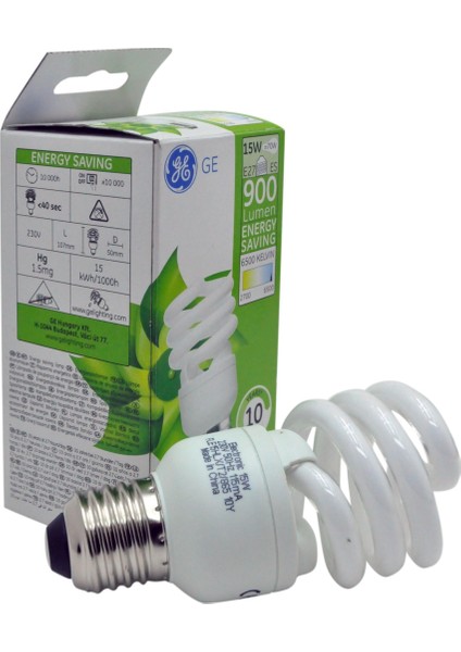 Ge 15W Tasarruflu Spiral Ampul (Beyaz Işık) E27