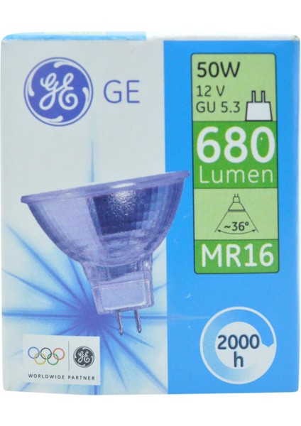 Ge 50W 12V İğne Bacak Halojen Şeffaf Spot Ampul Gu5.3 Duylu (Sarı Işık)