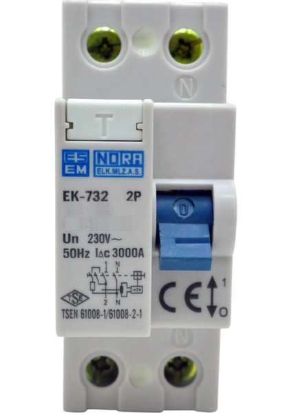 2X25A/30Ma 3Ka Kaçak Akım Koruma Rölesi
