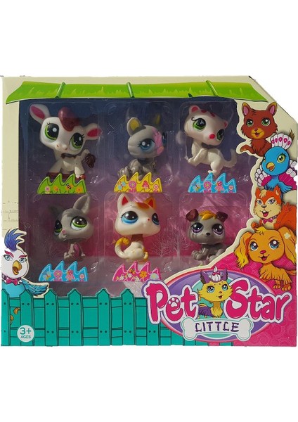 Neşeli Minişler 6'lı Miniş Ailesi Oyuncak Pet Star Little Minişler Beyazlı Grili Miniş Ailesi