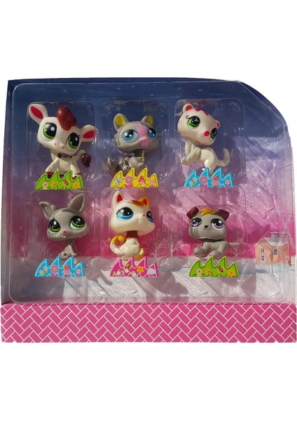 Neşeli Minişler 6'lı Miniş Ailesi Oyuncak Pet Star Little Minişler Beyazlı Grili Miniş Ailesi
