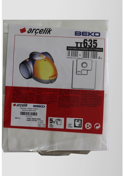 Beko TT635 Elektrikli Süpürge Torbası