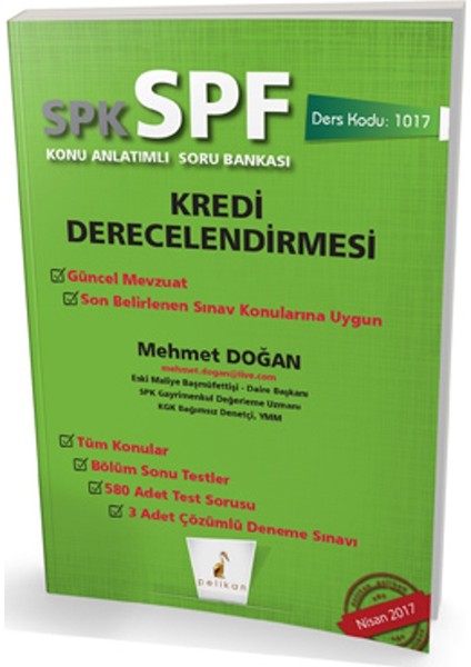 Pelikan Yayınları SPK  - SPF Kredi Derecelendirmesi Konu Anlatımlı Soru Bankası 1017