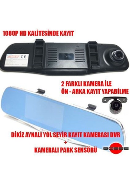 Araç Kayıt Cihazı Kameralı Park Sensörü 2 Kameralı modelleri