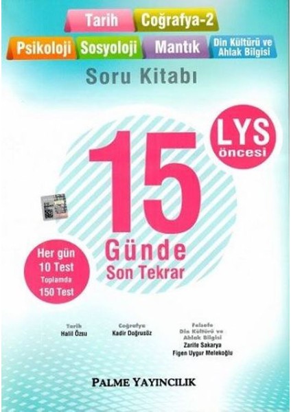 LYS Öncesi 15 Günde Son Tekrar Tarih-Coğrafya-Psikoloji-Sosyoloji-Mantık-Din Kültürü