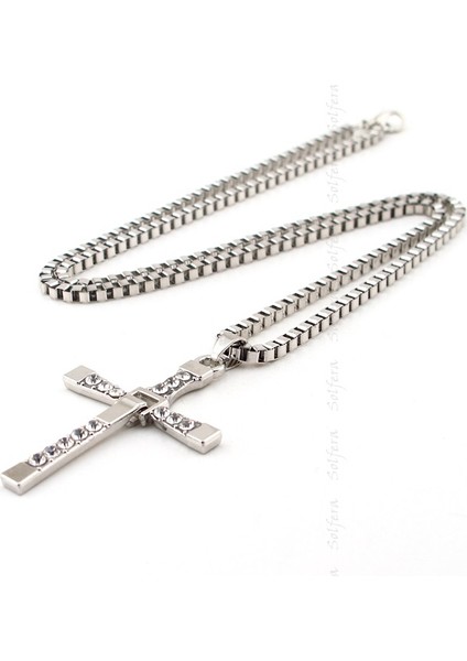 Solfera Kalın Zincirli Taşlı Haç Kadın Kolye K709 fiyatları