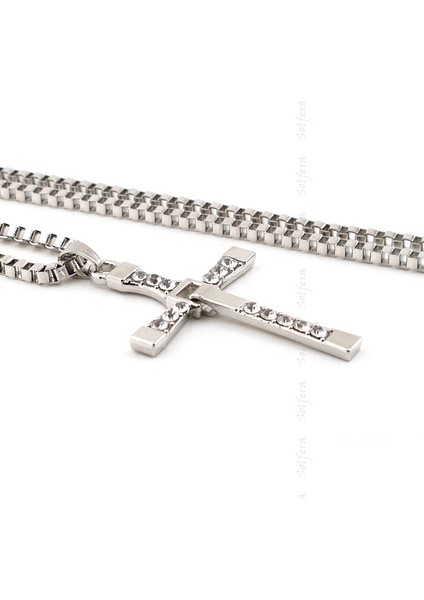 Solfera Kalın Zincirli Taşlı Haç Kadın Kolye K709 modelleri