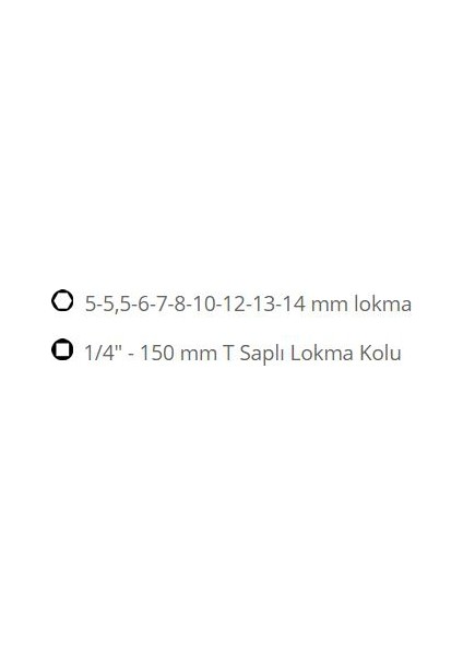 851200 1/4'' T Saplı 6 Köşe Lokma Anahtar Takımı