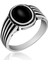 Gümüş Oniks Taşlı Çizgili Erkek Yüzük 1