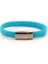Mavi Deri Mıknatıslı Metal Erkek Bileklik Bx319 2