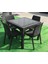Rattan Camlı Kare Masa Takımı 90X90 Cm + 4 Adet Rattan Koltuk 2