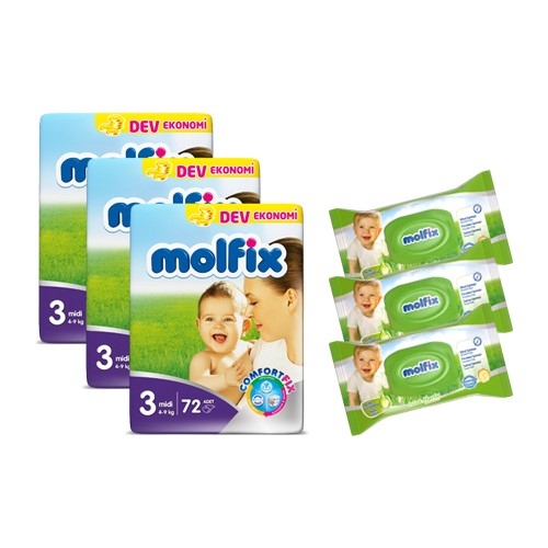 Molfix Bebek Bezi Comfort Fix Midi Dev Ekonomi 216�lı 3 Fiyatı