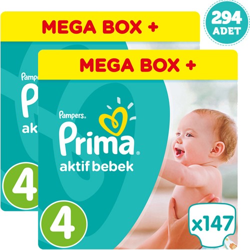 Prima Bebek Bezi Aktif Bebek Pampers Mega Box Plus Maxi 4