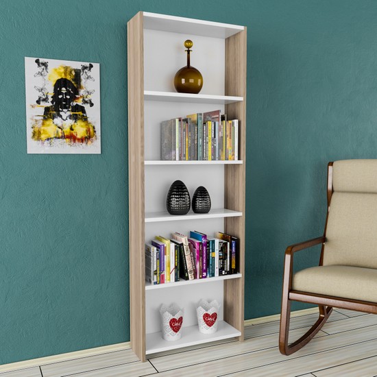 Nur Mobilya Melissa 5 Raflı Arkalıklı Kitaplık Fiyatı