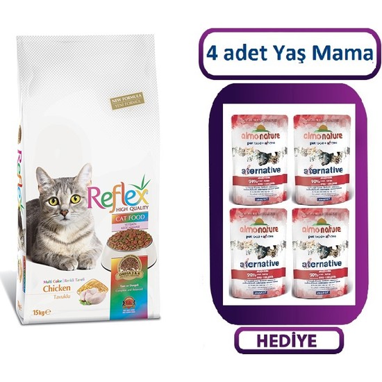 Reflex Multi Color Yetişkin Kuru Kedi Maması 15 Kg + 4 Adet Fiyatı