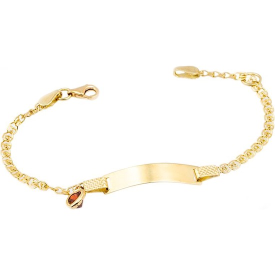 Bilezikci Kırmızı Taşlı 14 Ayar Altın Bebek Künyesi Fiyatı