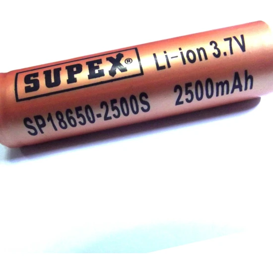 Supex 18650 2500Mah 3.7V Li-on Düz Kafa