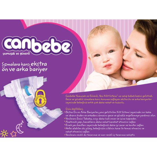 Canbebe Bebek Bezi Jumbo 4�lü Set 5+ Beden 120 Adet Fiyatı