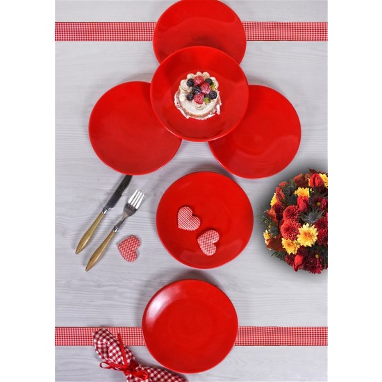 Keramika Kırmızı Ege Pasta Tabağı 20 Cm 6 Adet Fiyatı