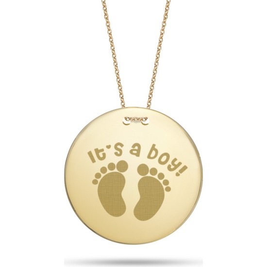 Goldstore 14 Ayar Altın Bebek Ayakizi Madalyon Kolye