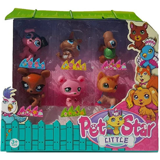 Littlest Pet Shop Neşeli Minişler 6'lı Miniş Ailesi Oyuncak Pet Star Kahveli Pembeli